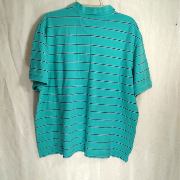 Chaps green and black striped polo men's XXL #553 - Picture 3 of 3